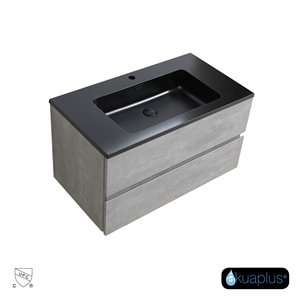 ELLA The akuaplus® Wall Mounted Vanity - 2 Drawers - Gray Finish