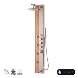 akuaplus® Nadia Shower Panel - Brushed Nickel and Real Bamboo
