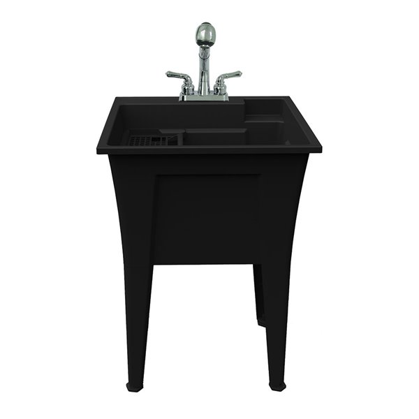 RuggedTub Nova 24-in Black All-in-One Heavy-Duty Laundry Sink with Faucet