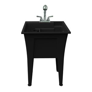 RuggedTub Nova 24-in Black All-in-One Heavy-Duty Laundry Sink with Faucet