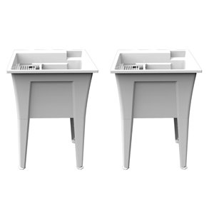 Presenza 22-in x 18-in Grey RTA Freestanding Steel Utility Sink with Drain  and Faucet