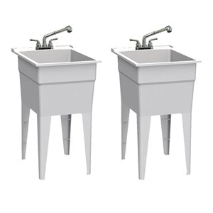 Cuve de lavage classique tout-en-un RuggedTub avec robinet, granite, 18 po, boîte de 2