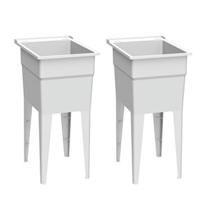 RuggedTub Laundry Sink Narrow Classic - White - 18-in - Box of 2