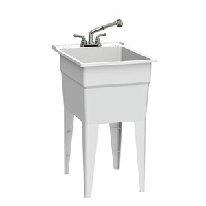 RuggedTub All-in-One 18-in White Narrow Classic Laundry Sink with Faucet
