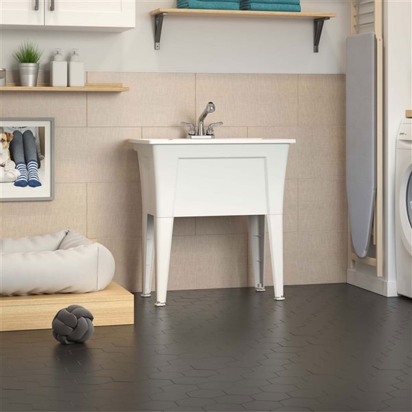 RuggedTub Nova 32-in White All-in-One Heavy-Duty Laundry Sink with Faucet