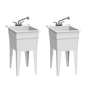 Cuve de lavage classique tout-en-un RuggedTub avec robinet, blanc, 18 po, boîte de 2