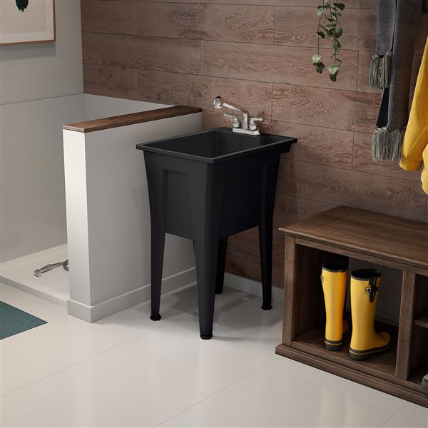 RuggedTub 18-in Black All-in-One Narrow Classic Laundry Sink