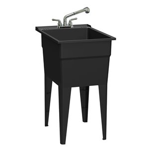 RuggedTub All-in-one Laundry Sink with Faucet Narrow Classic - Black - 18-in