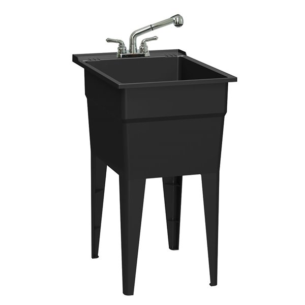Cuve de lavage classique tout-en-un RuggedTub avec robinet, noir, 18 po