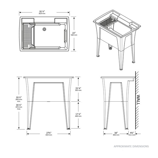 RuggedTub Nova 32-in Granit Heavy-Duty Laundry Sink