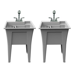 RuggedTub Nova All-in-one Heavy-Duty Laundry Sink with Faucet 24-in - Granit - Box of 2