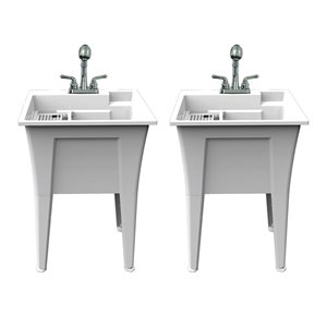 RuggedTub Nova All-in-one Heavy-Duty Laundry Sink with Faucet 24-in - Box of 2 - White