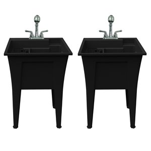 RuggedTub Nova All-in-one Heavy-Duty Laundry Sink with Faucet 24-in - Black - Box of 2