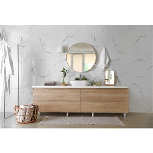 Panneau décoratif mural Surface Design, marbre blanc, 4 pi x 8 pi