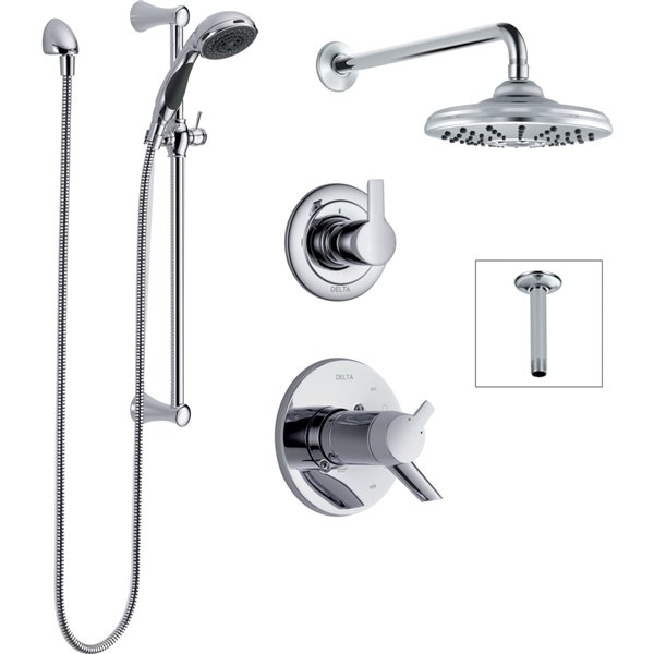 DELTA Compel 17T Series Thermostatic Shower System Chrome DFKIT9WS