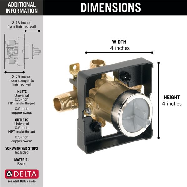 DELTA MultiChoice Universal Shower and Bathtub Rough-In - High-Flow