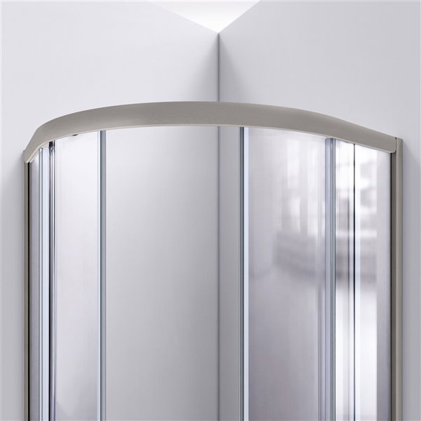 DreamLine Prime Corner Sliding Shower Enclosure in Brushed Nickel with White Base Kit - Frosted Glass - 38-in W