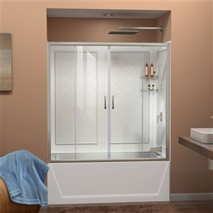 Porte de baignoire coulissante Dreamline Visions, nickel, 56-60 po L