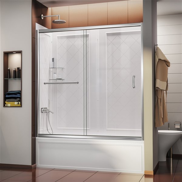 DreamLine Infinity-Z Sliding Tub Door & Backwalls - Chrome - 56-60-in W ...