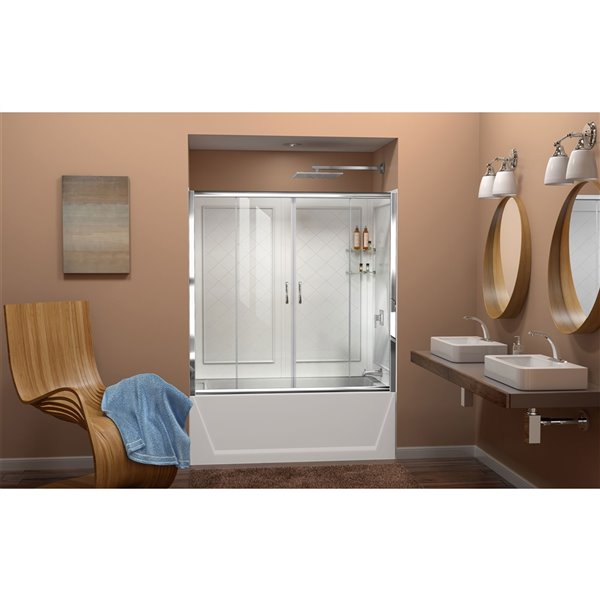 DreamLine Visions Sliding Tub Door & Backwalls - Chrome - 56-60-in W DL ...