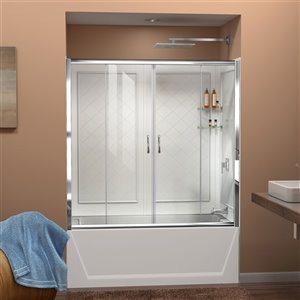DreamLine Visions Sliding Tub Door & Backwalls - Chrome - 56-60-in W
