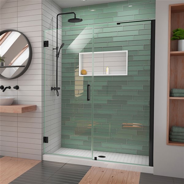 Porte de douche Unidoor-LS de DreamLine, 58 po, noir satiné