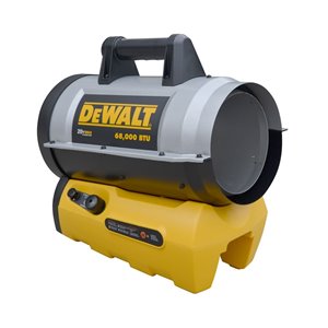 Chaufferette au propane à air pulsé sans fil DeWALT, 70 000 BTU, 1700 pi³