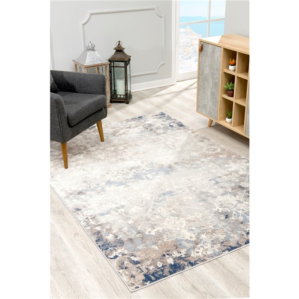 Rug Branch Contemporary Abstract  Blue Navy Indoor Area Rug - 4x6