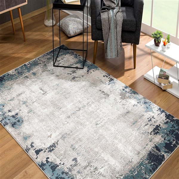 Rug Branch Contemporary Coastal Blue Beige Indoor Area Rug 6x9 MOD1139BL710 RONA