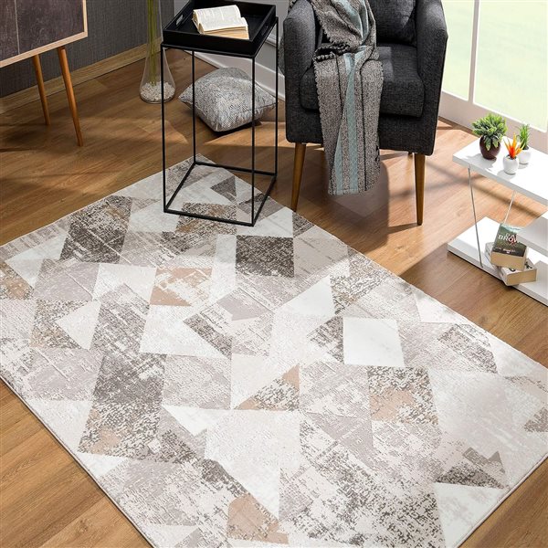 Rug Branch Contemporary Geometric  Beige Brown Indoor Area Rug - 4x6