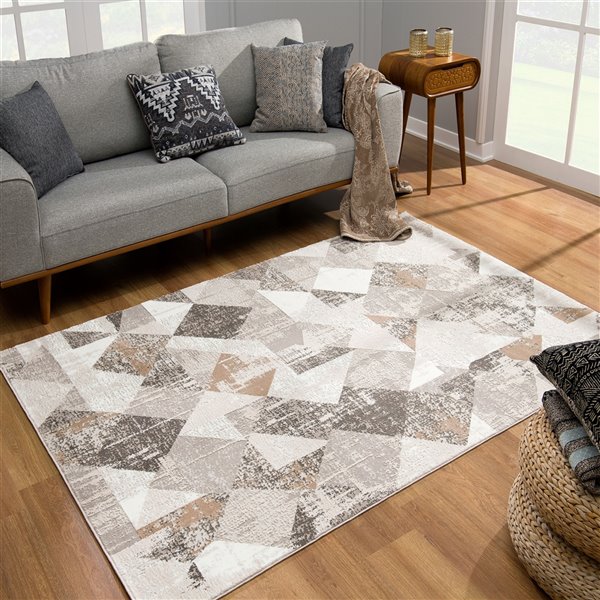 Rug Branch Contemporary Geometric  Beige Brown Indoor Area Rug - 4x6
