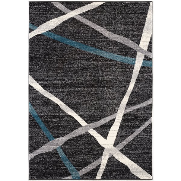 Rug Branch Tapis d'intérieur contemporain géométrique bleu gris - 6 x 9