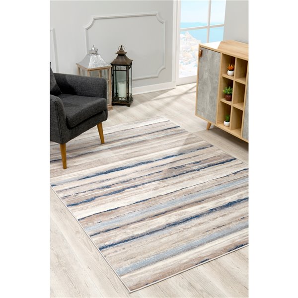 Rug Branch Tapis d'intérieur contemporain scandinave bleu marron - 4x6