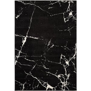 Rug Branch Contemporary Modern Marble Black White Indoor Area Rug - 5x7