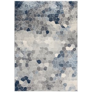 Rug Branch Tapis d'intérieur contemporain géométrique bleu beige - 4x6