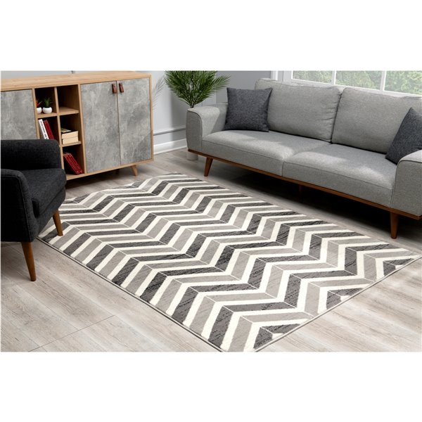 Tapis Branche Moderne Géométrique Vague Gris Beige Intérieur Tapis - 4x6