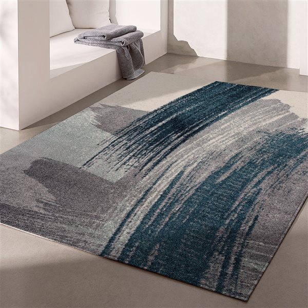 Rug Branch Contemporary Scandinavian  Blue White Indoor Area Rug - 4x6