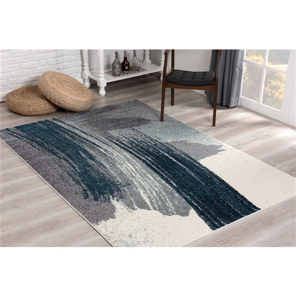 Rug Branch Contemporary Scandinavian  Blue White Indoor Area Rug - 4x6