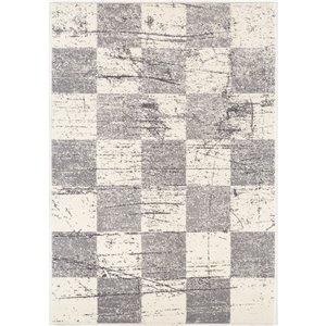 Rug Branch Tapis d'intérieur contemporain géométrique blanc gris - 8 x 10