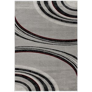 Rug Branch Tapis d'intérieur contemporain lignes abstraites gris noir - 6x9