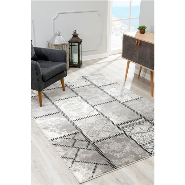 Rug Branch Modern Abstract Boho Grey Beige Indoor Area Rug - 5x7