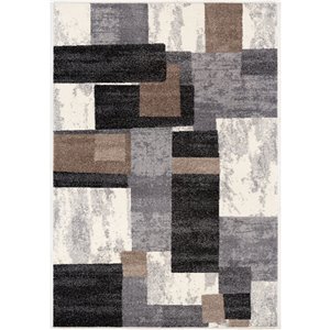 Rug Branch Nova Modern Area Rug - Rectangular - 5-ft 3-in x 7-ft 5-in - White Brown