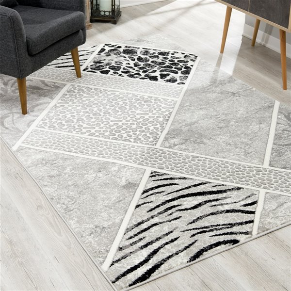 Rug Branch Modern Geometric Animal Print Grey Black Indoor Area Rug - 4x6