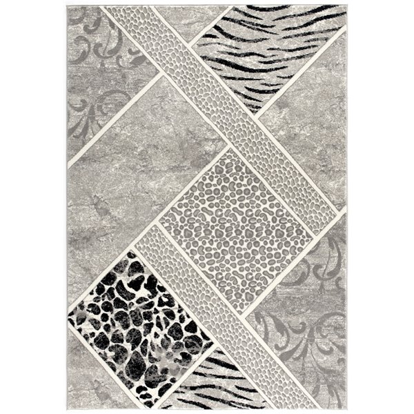 Rug Branch Modern Geometric Animal Print Grey Black Indoor Area Rug - 4x6