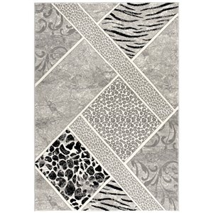 Rug Branch Modern Geometric Animal Print Grey Black Indoor Area Rug - 4x6