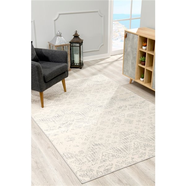 Rug Branch Contemporary Abstract  Beige Grey Indoor Doormat Rug - 2x4