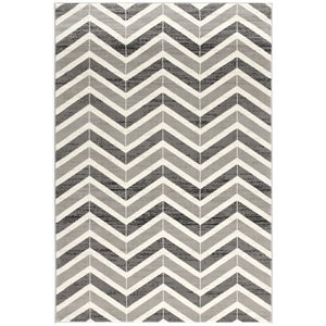 Rug Branch Modern Geometric Wave Grey Beige Indoor Doormat Rug - 3x5