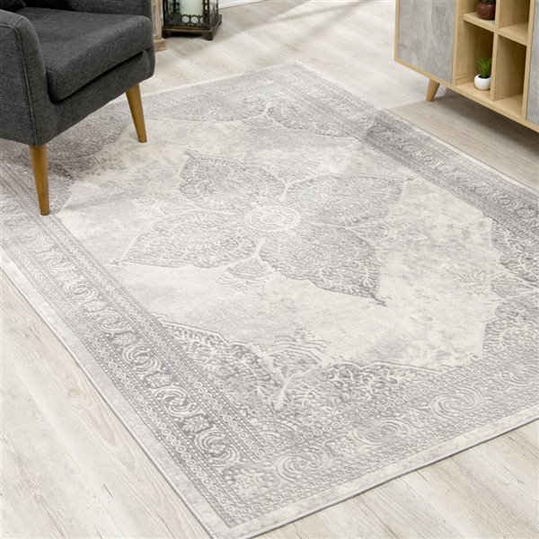 Rug Branch Tapis de paillasson d'intérieur marocain transitionnel sud-ouest gris beige - 2x4