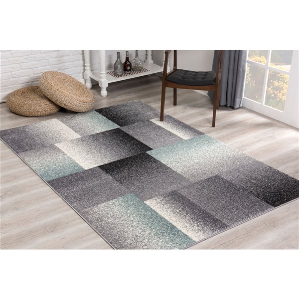 Rug Branch Contemporary Geometric  Grey Blue Indoor Area Rug - 5x7