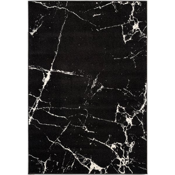 Rug Branch Contemporary Modern Marble Black White Indoor Area Rug - 6x9